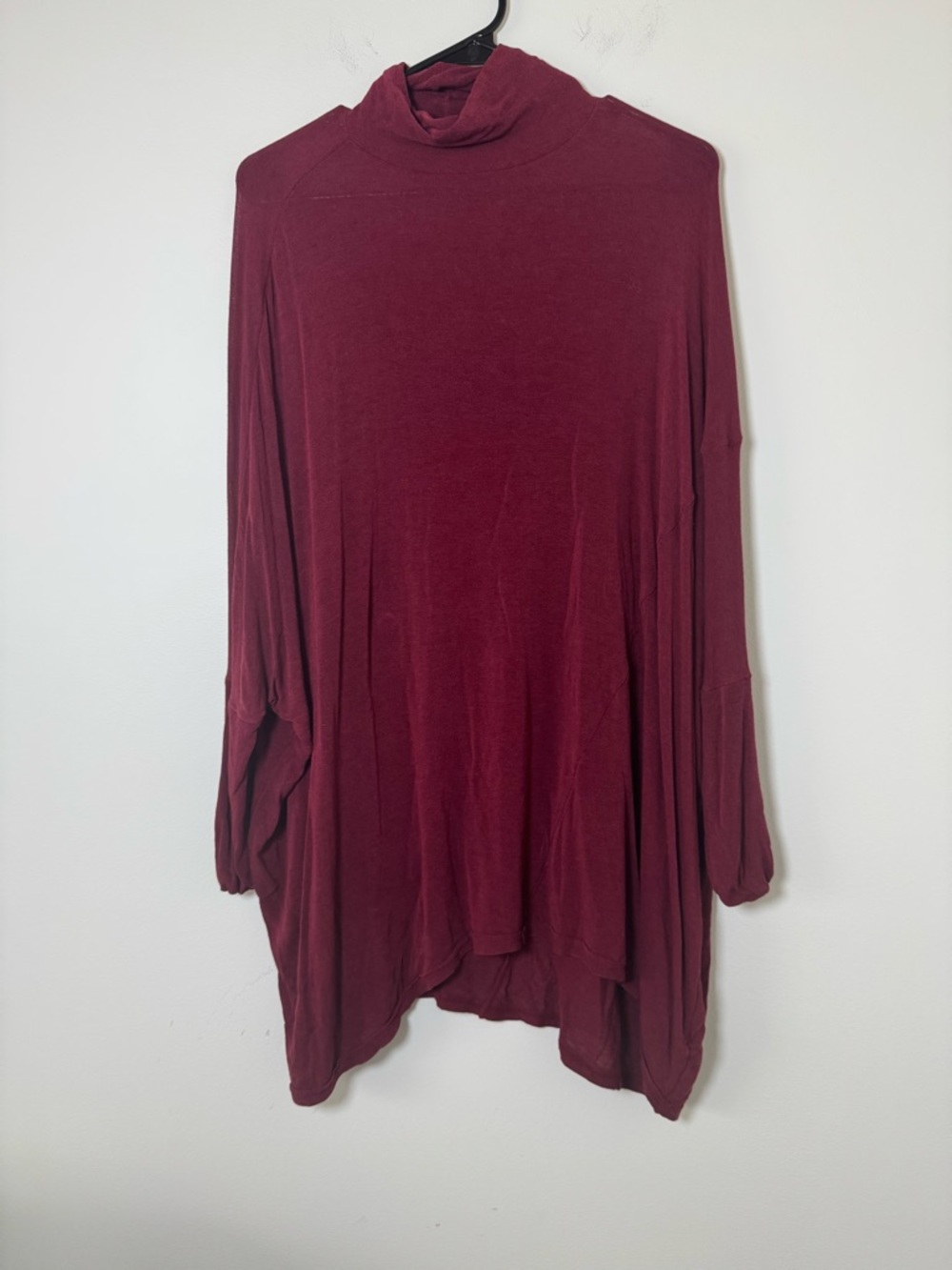 Free People We The Free Oversized Turtleneck Tunic Top Burgundy XS Slouchy Boho